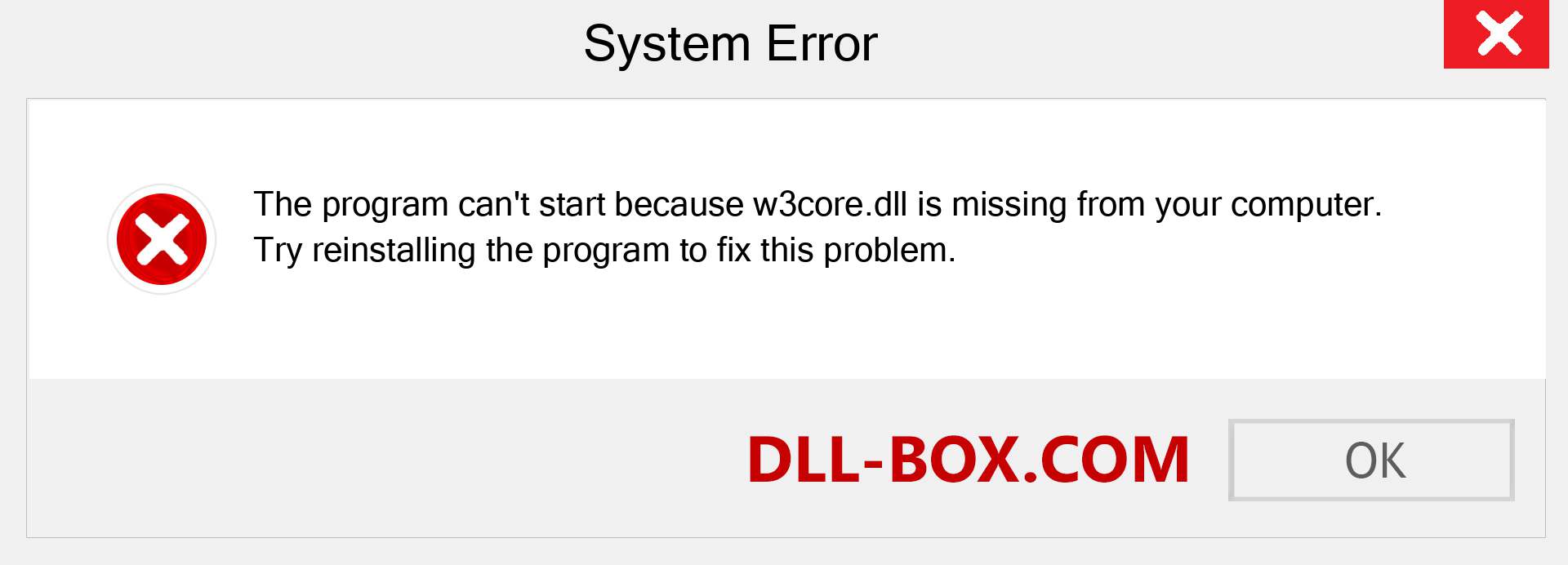  w3core.dll file is missing?. Download for Windows 7, 8, 10 - Fix  w3core dll Missing Error on Windows, photos, images